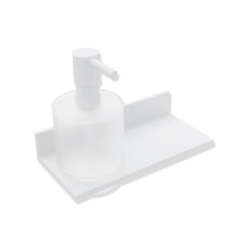 HEWI Ablage mit Seifen-oder Desinfektionsspender, Metall, Seifenspender Kristallglas, satiniert, ca. 250ml, weiß tiefmatt 900Q03.00260 DX