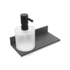 HEWI Ablage mit Seifen-oder Desinfektionsspender, Metall, Seifenspender Kristallglas, satiniert, ca. 250ml, dunkelgrau perlglimmer tiefmatt 900Q03.00260 SC