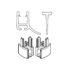 HSK 2x Wasserabweisprofil gebogen, mit Endkappe und Einschubdichtung E85059-4