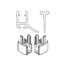 HSK 2x Wasserabweisprofil gebogen, mit Endkappe und Einschubdichtung für 5-Eckdusche 2-teilig E85059-5