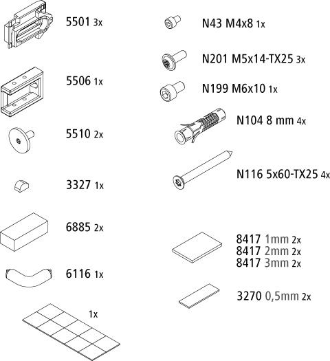 Kermi Set Montagekleinteile Farbe: silber hochglanz 2535868