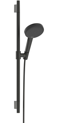 Hansgrohe Brauseset Raindance Alive Select S 125 3jet EcoSmart mit Brausestange Unica S Puro 650mm, Brushed Black Chrome 24602340