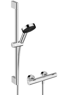 Hansgrohe Brausesystem Pulsify Select S 105 3 jet Eco Relaxation Ecostat Fine Brausestange 650mm chrom 24262000