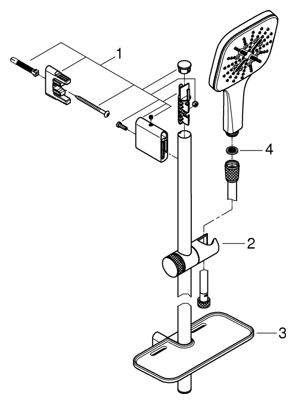Grohe Brausestangen-Set RSH 130 SmartActive Cube 900mm Ablage 9,5l chrom 26587000