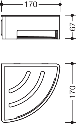 HEWI Duschkorb System 900, Halter Edelstahl, Einsatz Kunststoff, H: 67mm, Schenkel 170mm, anthrazitgrau 900.03.002XA 92