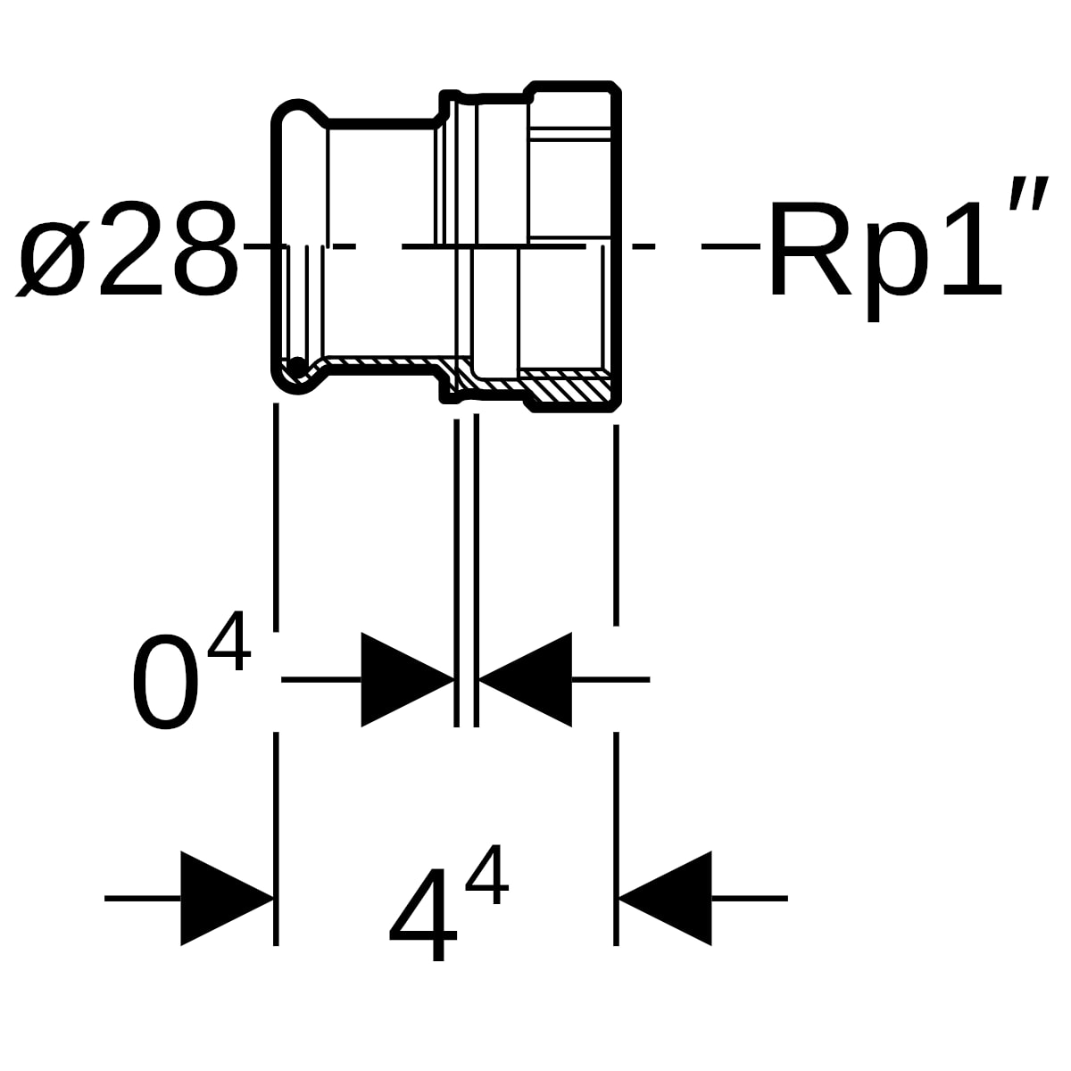 Geberit Mapress Edelstahl Übergang mit IG (LABS-frei) d28-Rp1 81809