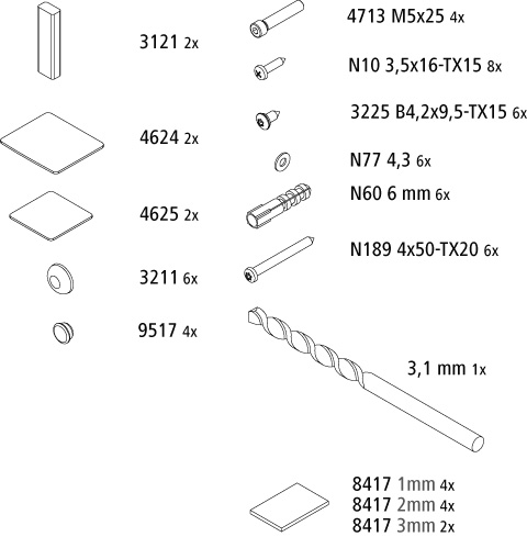 Kermi Set Montagekleinteile für LI E3R/L 2535802