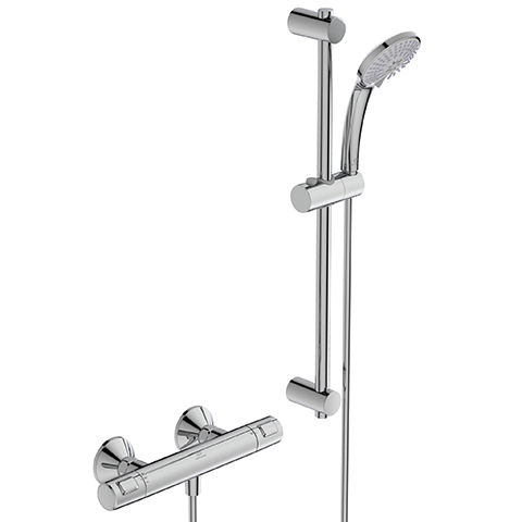 Ideal Standard Brausethermostat AP Ceratherm T25 Brausestange 600mm Ausladung 80mm, chrom A7203AA