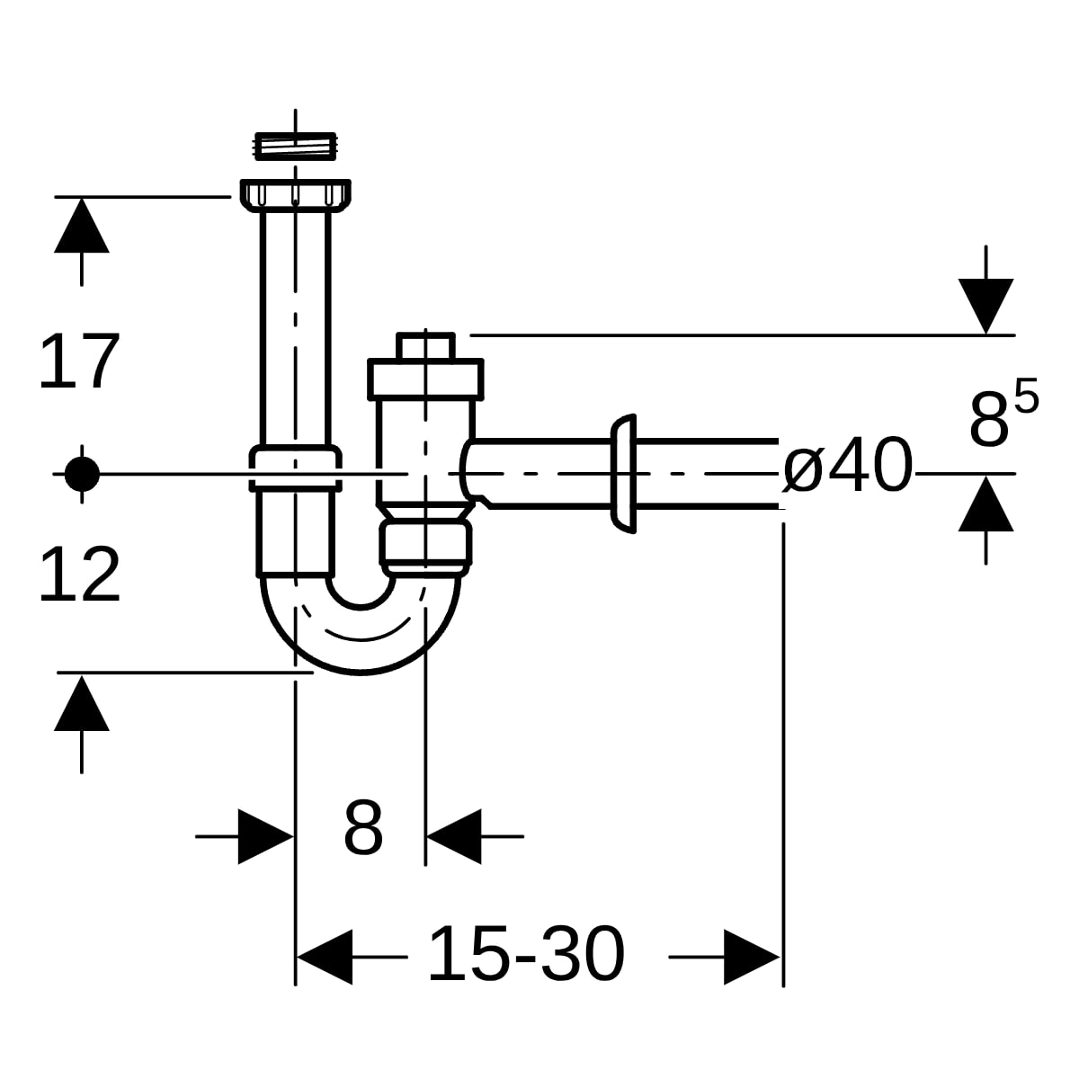 Geberit Rohrbogengeruchsverschluss für Waschtisch mit Rückflussverhinderung G1 1/2x40 152.860.11.1