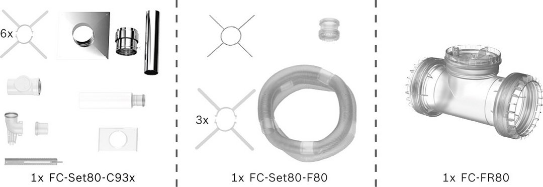 Bosch Abgas-Paket Schacht flexibel., 80/125, 15m, raumluftunabhängig Abgas-Standardpaket BOPA FC15 S 7739619185