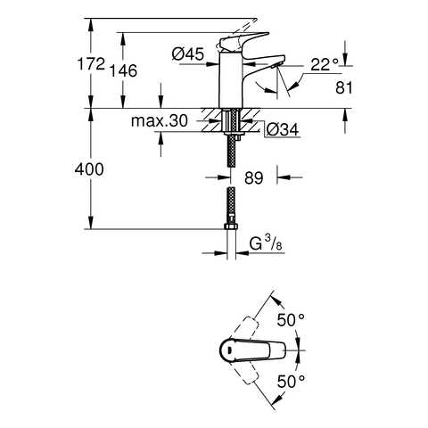 Grohe BauFlow Einhand-Waschtischbatterie chrom S-Size glatter Körper 23752000