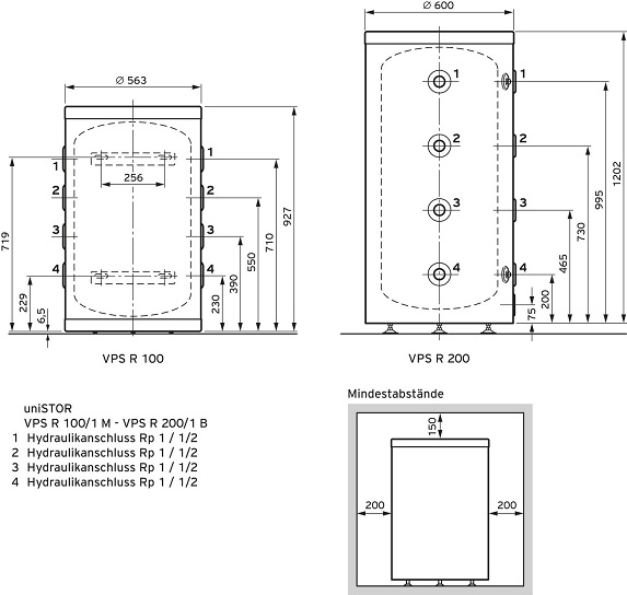 Vaillant Pufferspeicher VPS R 200 Inhalt 202 Liter, für Heiz- und Kühlbetrieb 0010021457