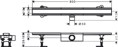 Hansgrohe Komplettset RainDrain Compact 800mm für Standardinstallation gebürstet edelstahl 56178800