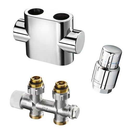 Oventrop Anschluss-Set für Badheizkörper "Multiblock T/Uni SH", Durchgang, chrom 1184283