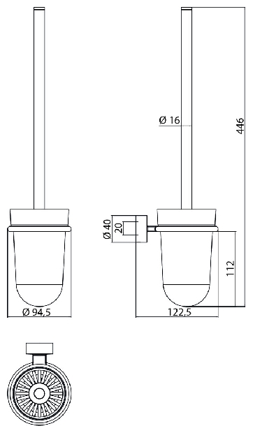 Emco Bürstengarnitur Rondo2 Glasteil satiniert, Stiel chrom 451500101