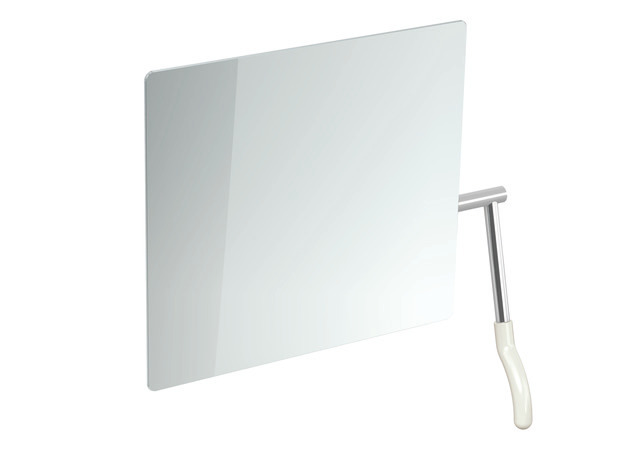 HEWI Kippspiegel Serie 802 LifeSystem, Kristallspiegel, mit ergonomisch Griff, Hebel rechts, reinweiß 802.01.100R 99