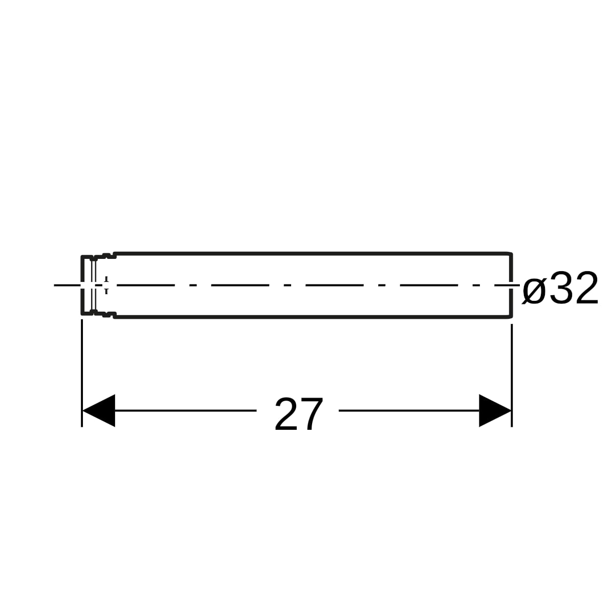 Geberit Anschlussstutzen mit O-Ring, d32 glanzverchromt 241.408.21.1
