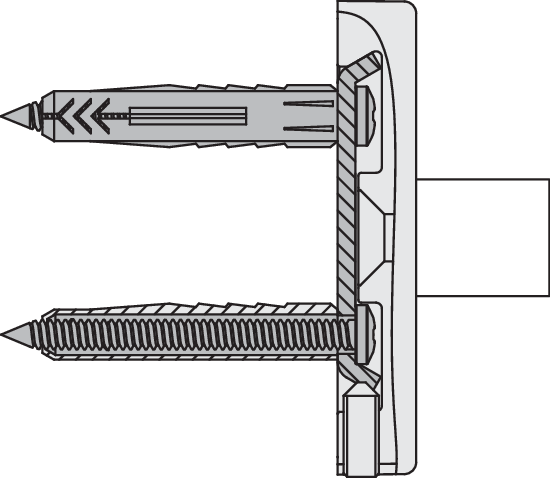 HEWI Befestigungsmaterial für Haltestangen mit Rosetten ø 80mm für Stangensystem 950..., für Stangensystem Serie 802 LifeSystem und für Vorhangstangen System 800 K, für 2 Rosettenbefestigungen an der Wand BM1263.2