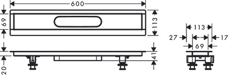 Hansgrohe Installationsset RainDrain 600mm für Duschrinnen Fertigsets 56010180