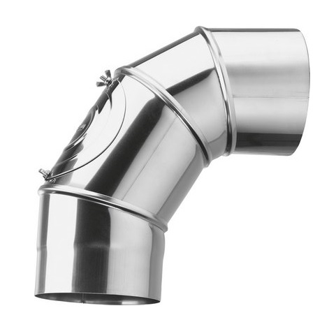 Buderus Abgasrohrbogen V4A Edelstahl D180 x 0,6mm mit Türe Werkstoff 1.4404, 0-90° drehbar 7738332443