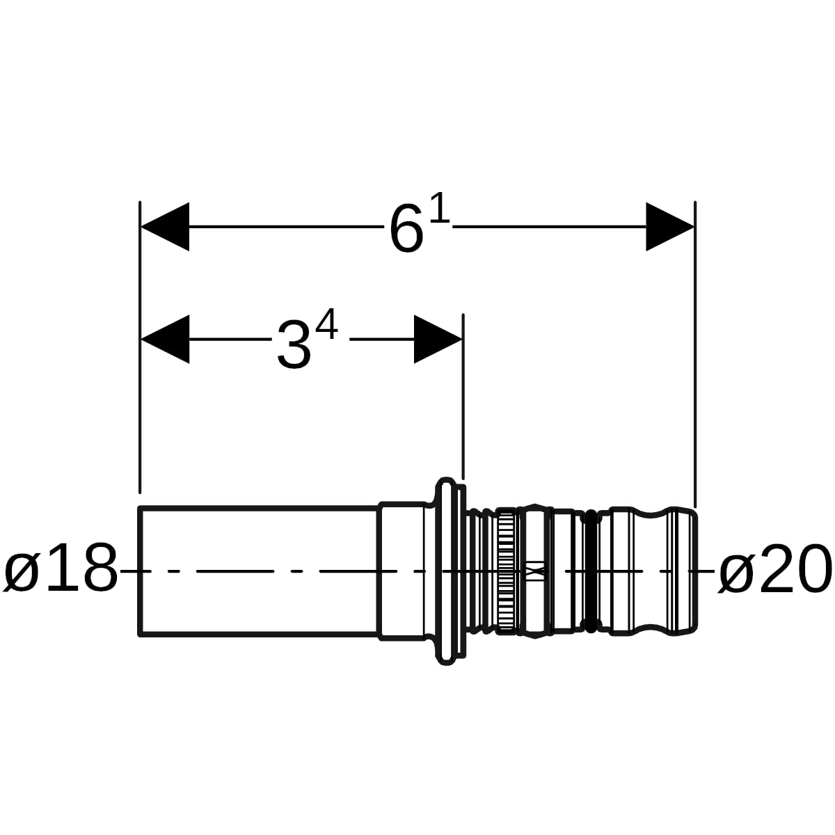 Geberit Mepla Übergang auf Mapress mit Einschubende Rotguss d20-18 602.508.00.5