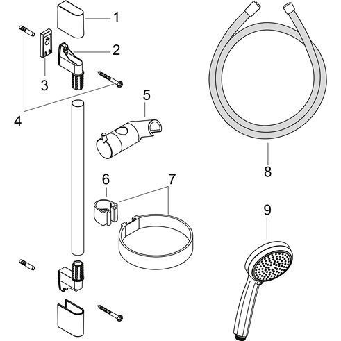 Hansgrohe Brauseset Croma 100 Vario EcoSmart mit Brausestange 650mm und Seifenschale, Chrom 27776000