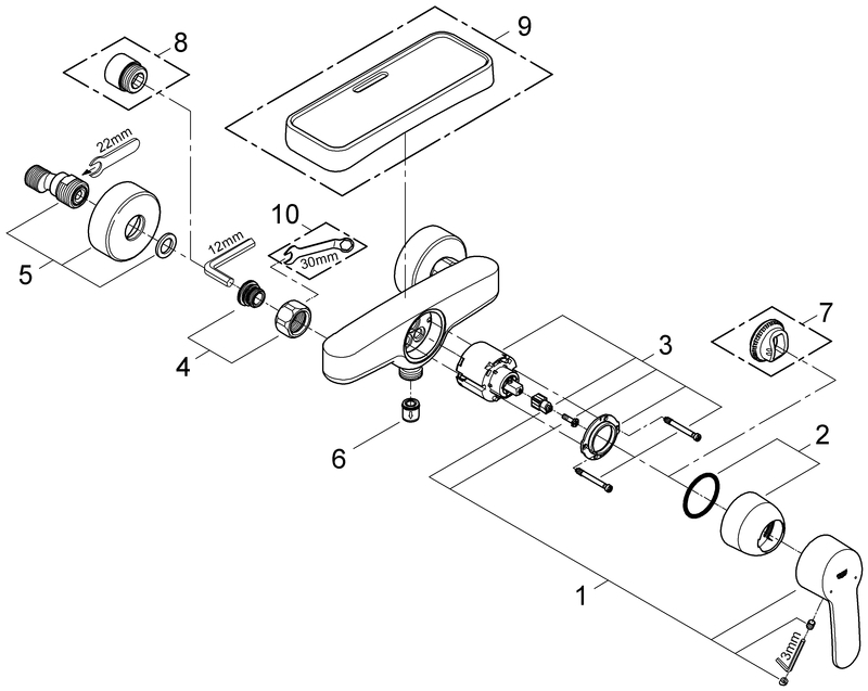 Grohe Eurostyle C Einhand-Brausebatterie chrom Wandmontage eigensicher 33590002