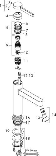 Hansgrohe Finoris Standventil 100 mit Hebelgriff ohne Ablaufgarnitur, Mattweiß 76013700