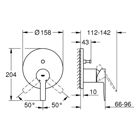 Grohe Lineare Einhand-Wannenbatterie supersteel Fertigmontageset für UP-Körper Rapido SmartBox 24064DC1