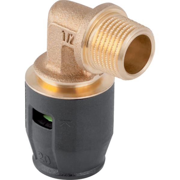 Geberit PushFit Übergangsbogen 90 Grad mit AG Rotguss d25-R3/4 652.242.00.1