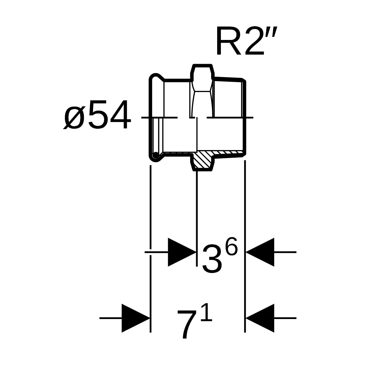 Geberit Mapress C-Stahl Übergang mit AG d54-R2 verzinkt 21711