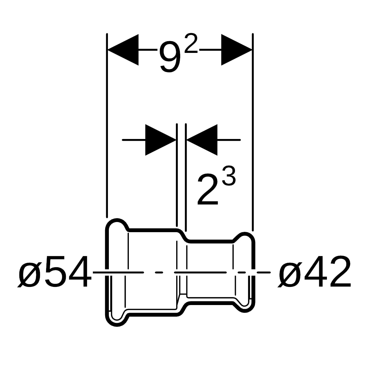 Geberit Mapress C-Stahl Muffe reduziert d54-42 verzinkt 22025