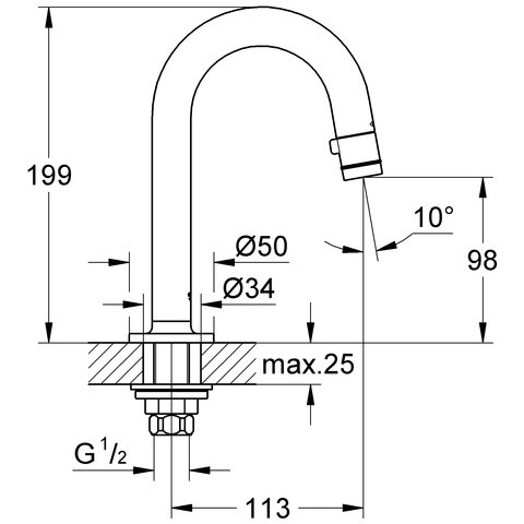Grohe Universal Waschtisch-Standventil chrom C-Auslauf 20201000