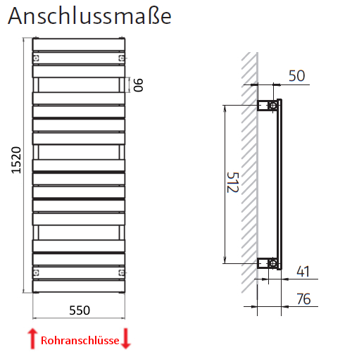 HSK Badheizkörper Lavida H: 1520 L: 550 mm, Sonderlackierung 8915152-96