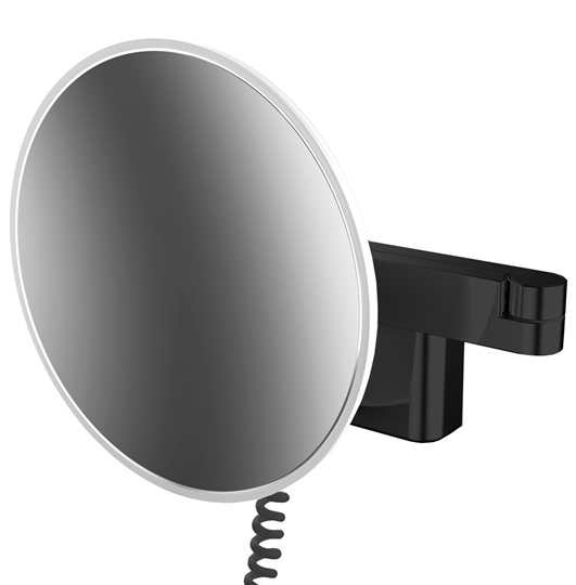 Emco LED-Kosmetikspiegel Evo 5-fach, 2-armig D=209mm schwarz, Stecker, 2 Schalter, Farbwechsel, dimmbar 109513340