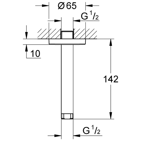 Grohe Rainshower Deckenauslass chrom, 1/2'', Länge 142mm 28724000