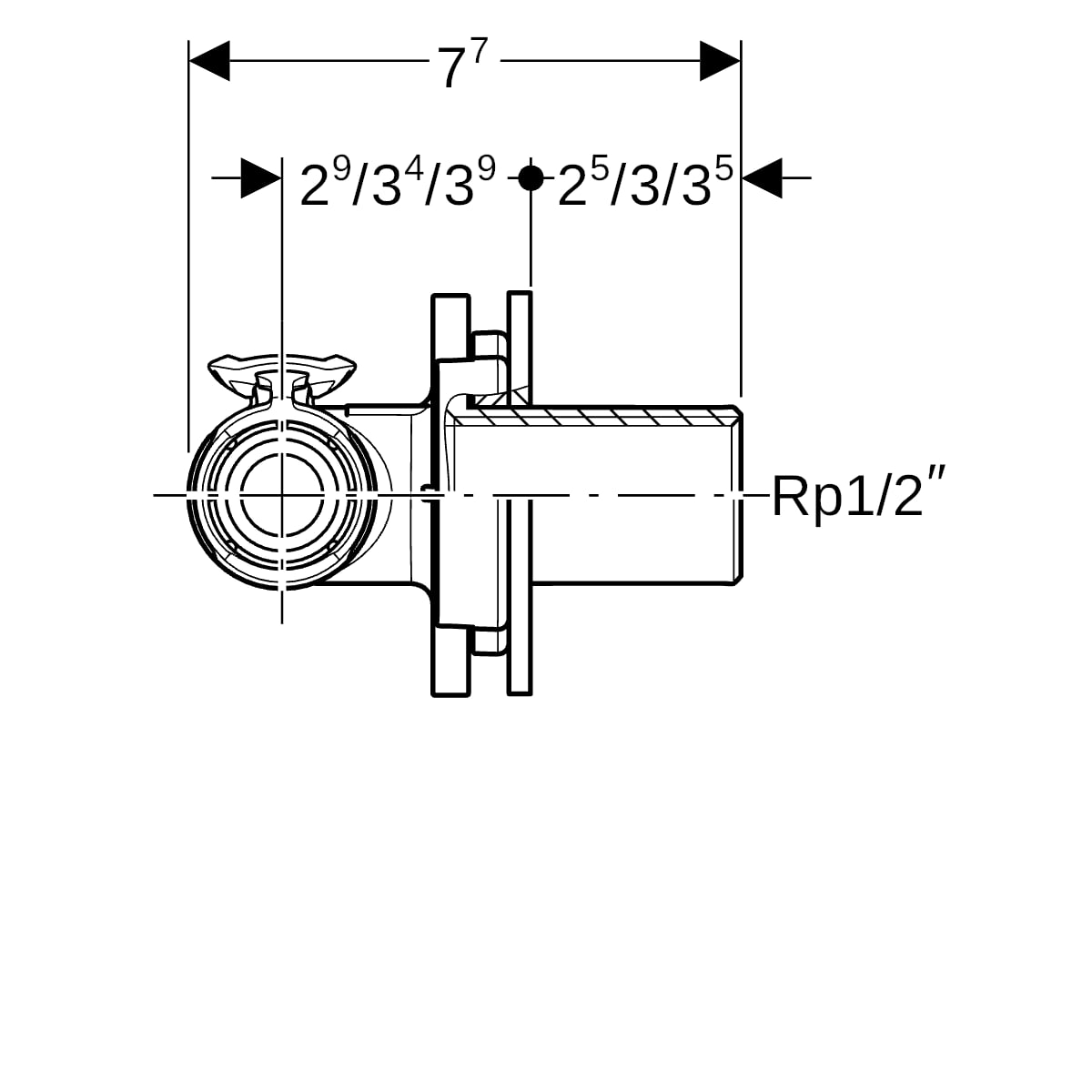 Geberit FlowFit Wanddurchführung 90 Grad RG+ d20-Rp1/2-d20 620.813.00.1