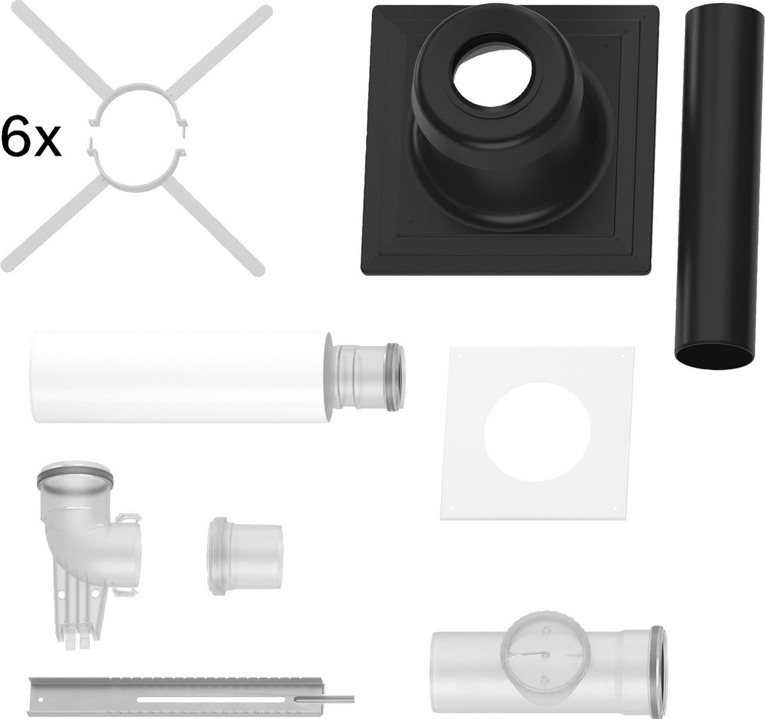 Bosch Grundbausatz B53, Kunststoff, d: 80mm Abgaszubehör FC-Set80-B53 (hinten) 7738112750