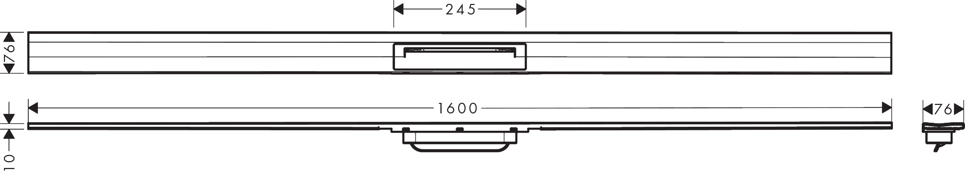 Hansgrohe Duschrinne Fertigset RainDrain Flex 1600mm kürzbar für Wandmontage gebürstet edelstahl 56262800