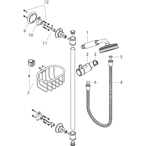 Hansgrohe AXOR Montreux Brauseset 900mm mit Handbrause 100 1jet, Brushed Nickel 27982820