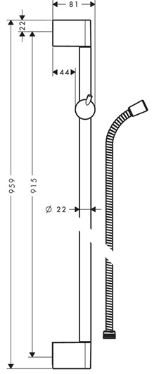 Hansgrohe Brausestange Unica'Crometta 900mm chrom mit Metaflex Brauseschlauch 1600mm 27614000