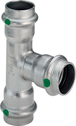 Viega Sanpress Inox T-Stück mit SC-Contur 2318 in 28x22x22mm 452506