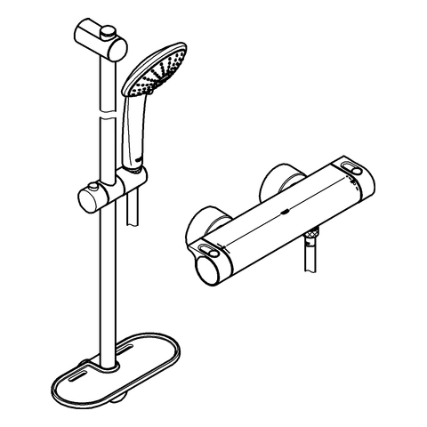 Grohe Grohtherm 2000 Thermostat-Brausebatterie chrom mit Brausegarnitur 34195001