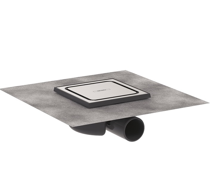Hansgrohe Komplettset RainDrain Spot 150x150mm Punktablauf und Installationsset gebürstet edelstahl 56055800