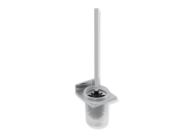 HEWI WC-Bürstengarnitur, Metall, verchromt, Einsatz Glas, satiniert 900Q20.00040