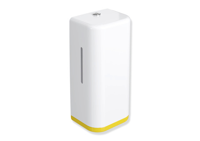 HEWI SENSORIC Elektronischer Seifenspender, Korpus signalweiß, Rahmenelement / Entnahmeöffnung, 500ml, senfgelb 477.06.10298 18