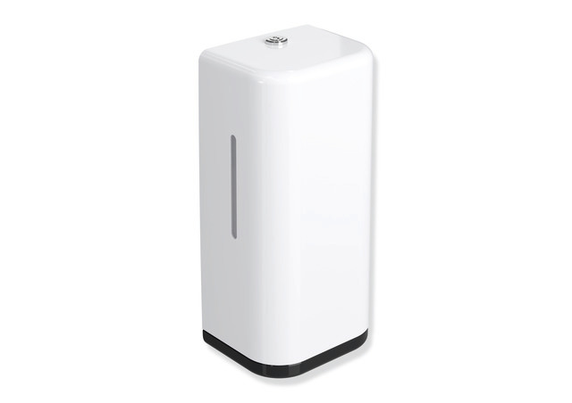 HEWI SENSORIC Elektronischer Schaumseifenspender, Korpus signalweiß, Rahmenelement / Entnahmeöffnung, 500ml, tiefschwarz 477.06.10398 90