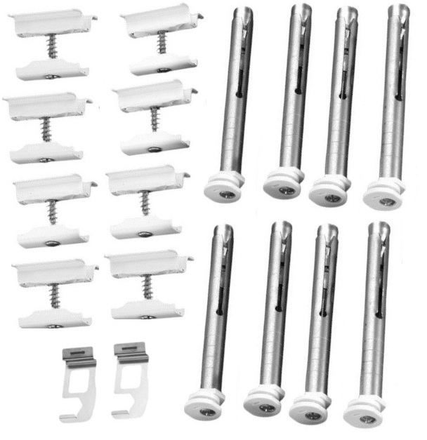 Zehnder Set BKE 8x BKE 160mm +BH mit Sicherungsfeder BFS1 weiß RAL 9016, für Charleston-Radiatoren 774861
