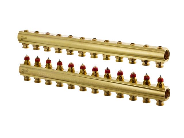 Danfoss Fussbodenheizungs-Verteiler FHF-12, 12 Kreise, ohne Durchflussanzeige 088U0512