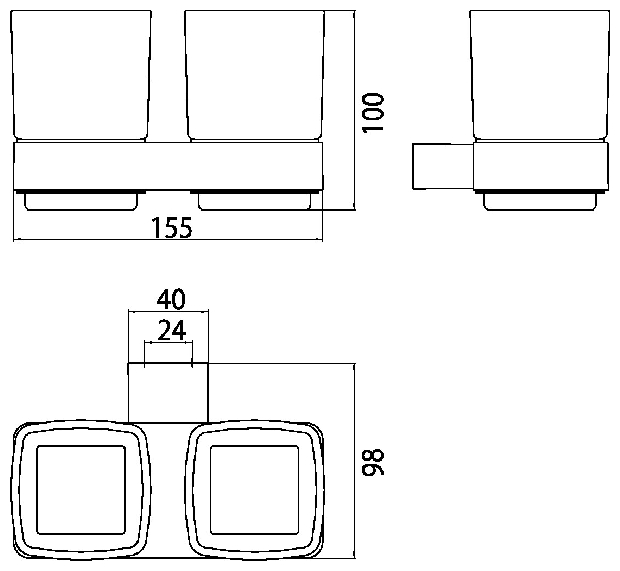 Emco Doppelglashalter Loft Glasteile satiniert schwarz 052513300